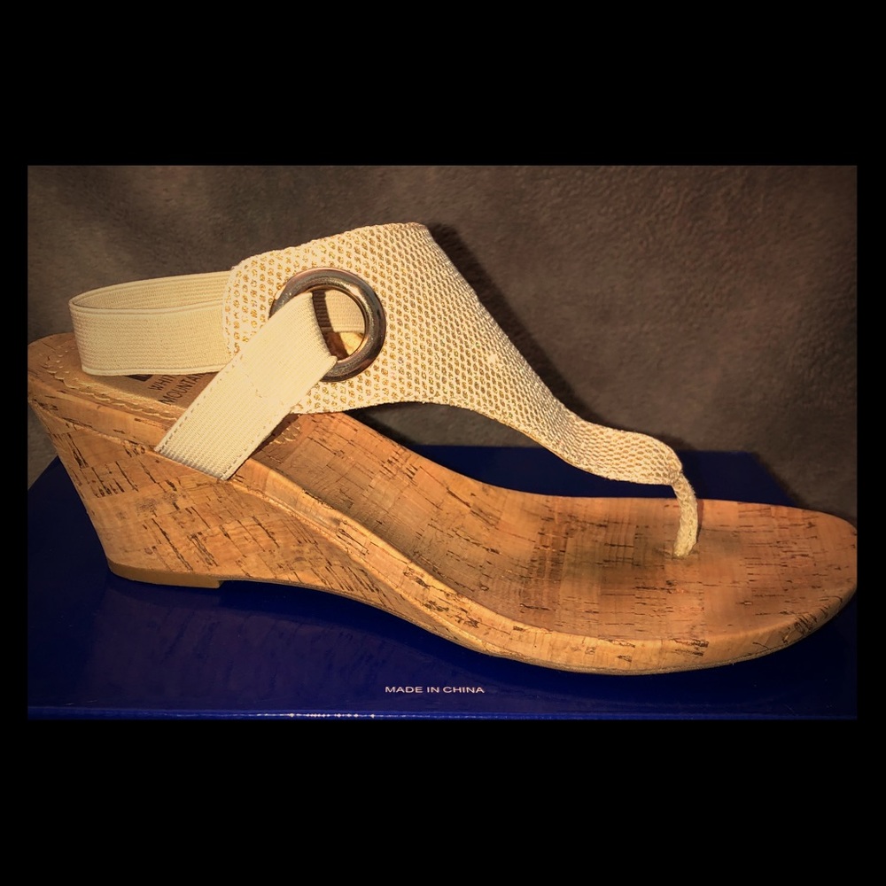 NWT Cork Wedge Sparkly Sandals